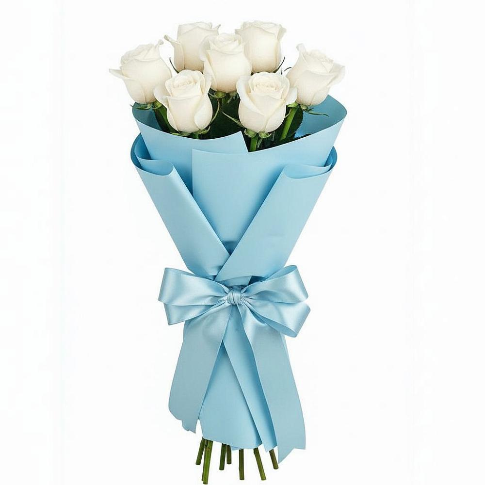 Букет 7 белых роз Проуд в Кизеле