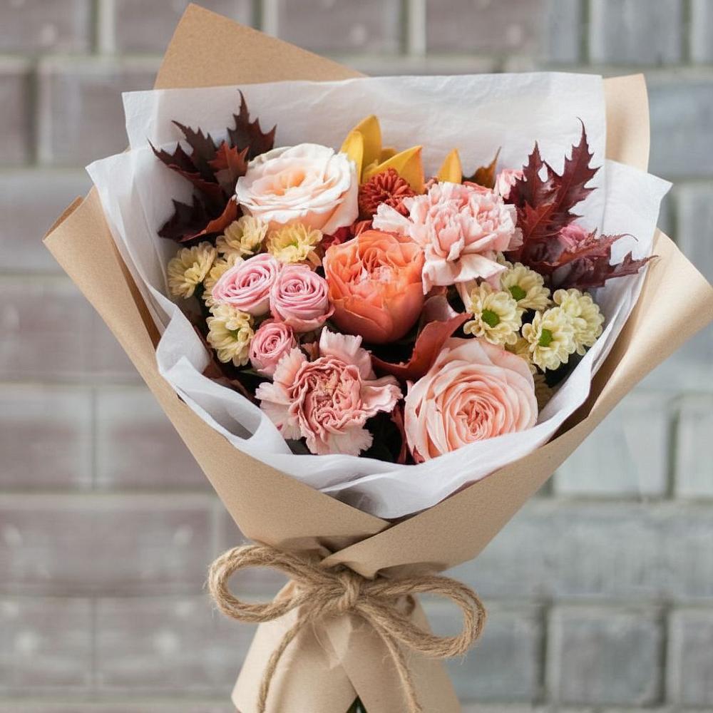 Букет цветов из: Гвоздики, Хризантемы и Розы в Кизеле