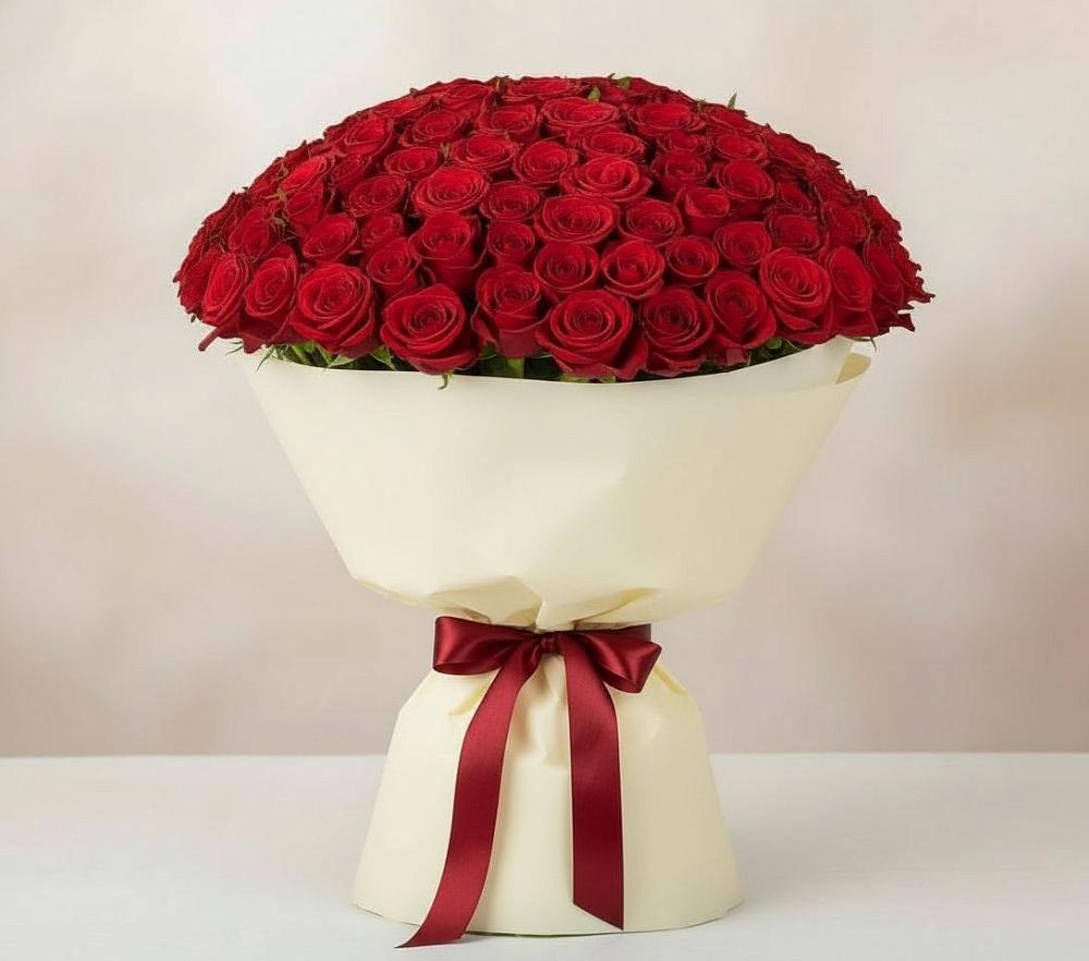 Букет 101 Красная роза Милано в Кизеле