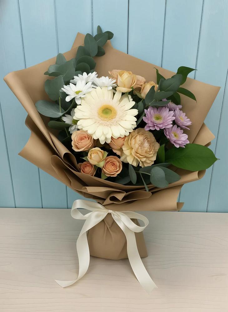 Букет цветов из: Герберы и Хризантемы в Кизеле