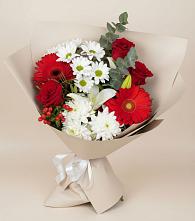 Букет цветов из:  Розы, Хризантемы, Герберы и Лилии в Кизеле