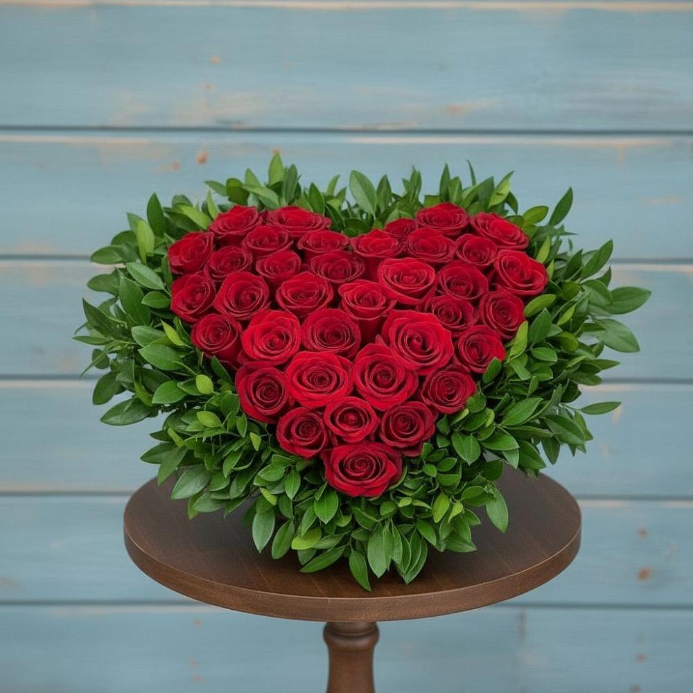 Цветочная композиция из Розы в виде сердца в Кизеле