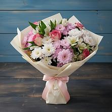 Букет цветов из:  Хризантемы, Альстромерии и Розы в Кизеле