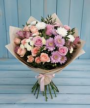 Букет цветов из:  Хризантемы, Розы и Альстромерии в Кизеле